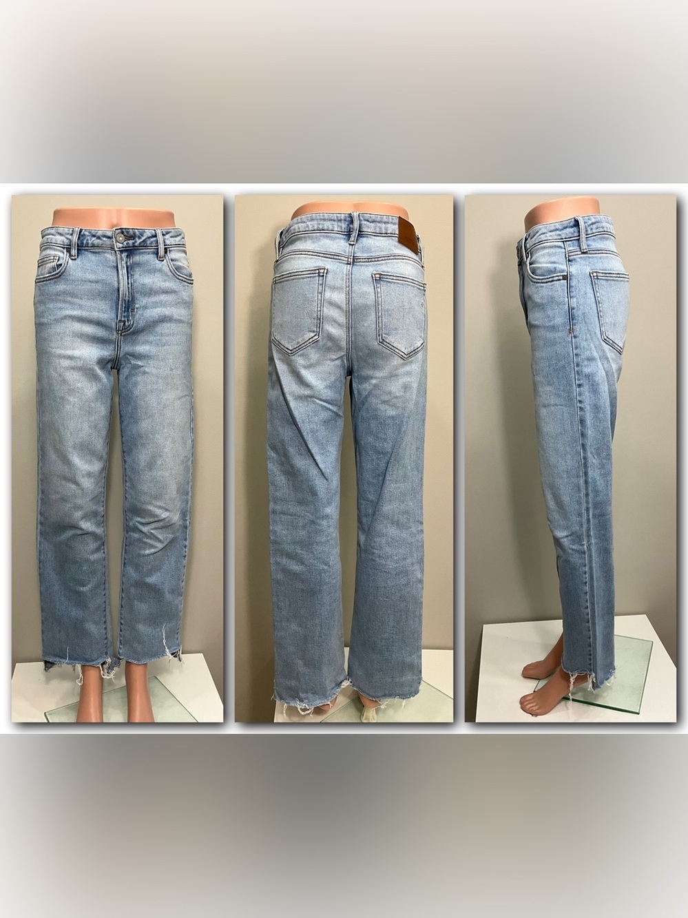 HIDDEN JEANS Light Wash Straight Leg Raw Hem Jeans Size 28 Relaxed Denim